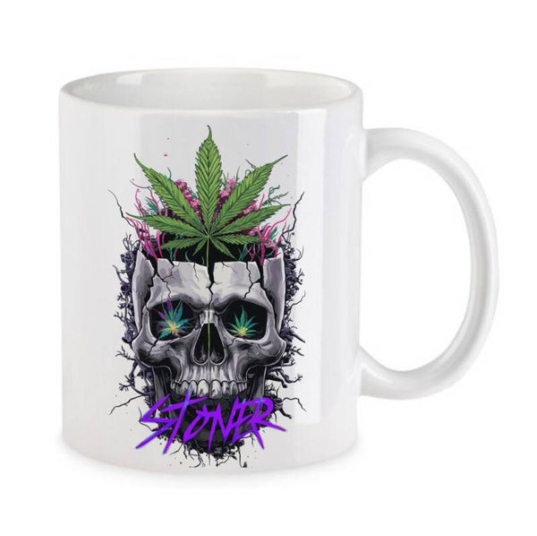 Tasse Weed Cannabis Psychodelic Weiß mit Druck (Siehe Foto) TFBW681