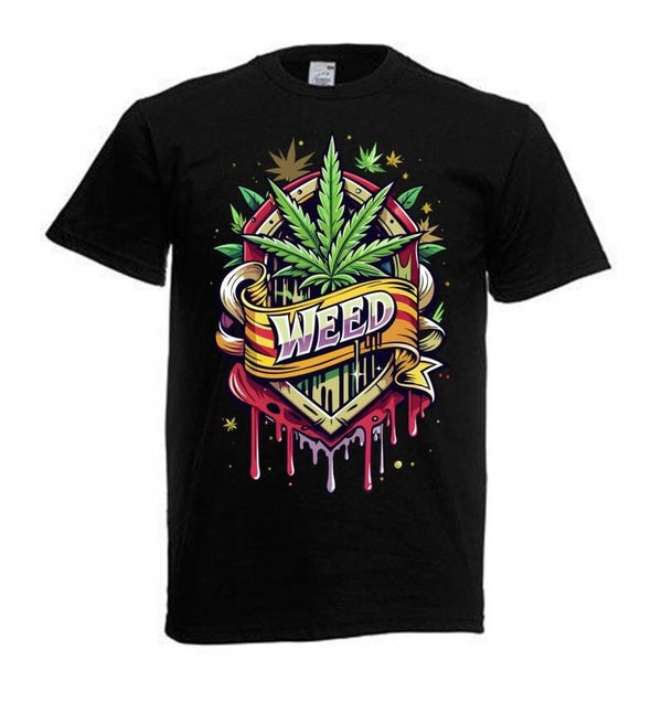 Tshirt Unisex mit Coolen Druck Weed Ganja Hanf Cannabis Psychedelic (Größe & Farbe auswählen) TSFBW684