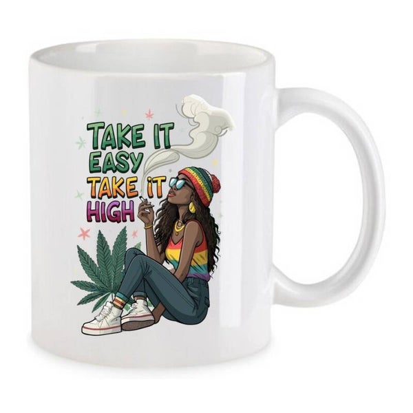 Tasse Weed Cannabis Psychodelic Weiß mit Druck (Siehe Foto) TFBW685