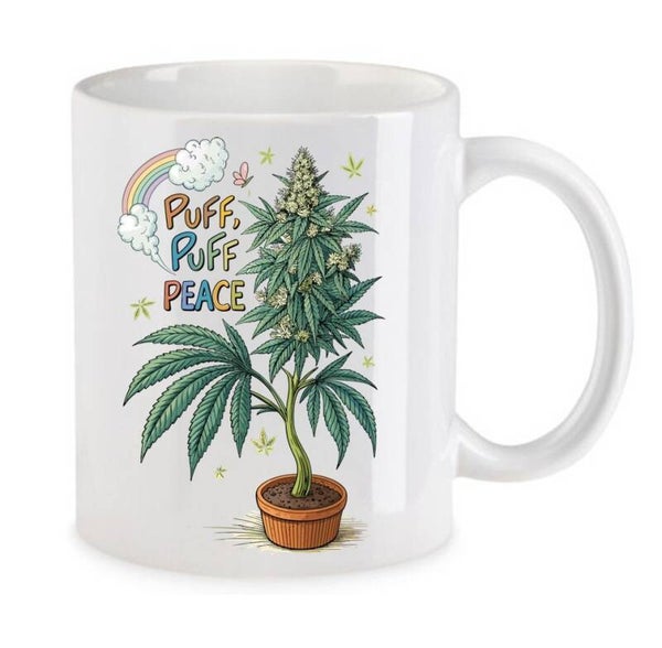 Tasse Weed Cannabis Psychodelic Weiß mit Druck (Siehe Foto) TFBW686
