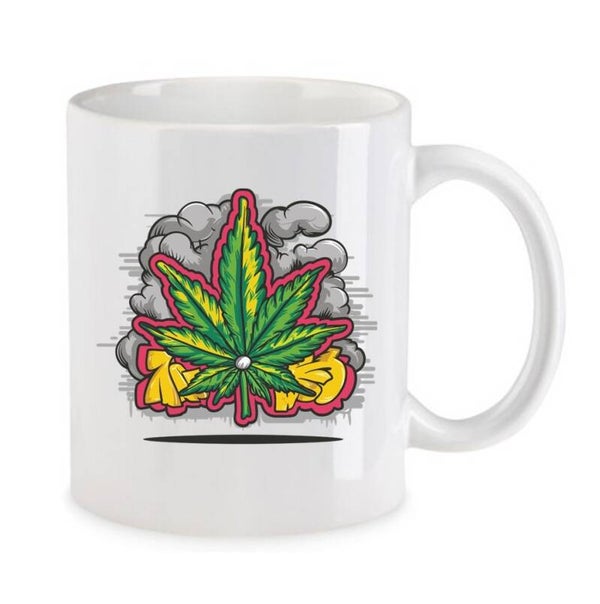 Tasse Weed Cannabis Psychodelic Weiß mit Druck (Siehe Foto) TFBW687