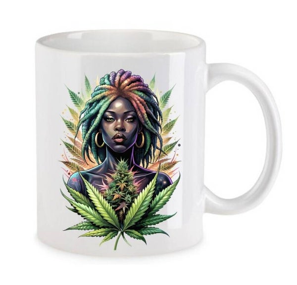 Tasse Weed Cannabis Psychodelic Weiß mit Druck (Siehe Foto) TFBW688