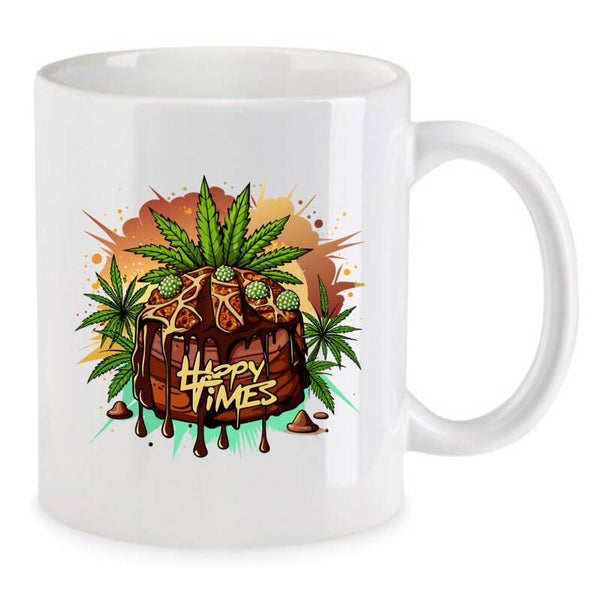 Tasse Weed Cannabis Psychodelic Weiß mit Druck (Siehe Foto) TFBW69