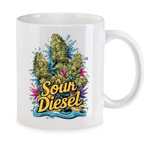Tasse Weed Cannabis Psychodelic Weiß mit Druck (Siehe Foto) TFBW690