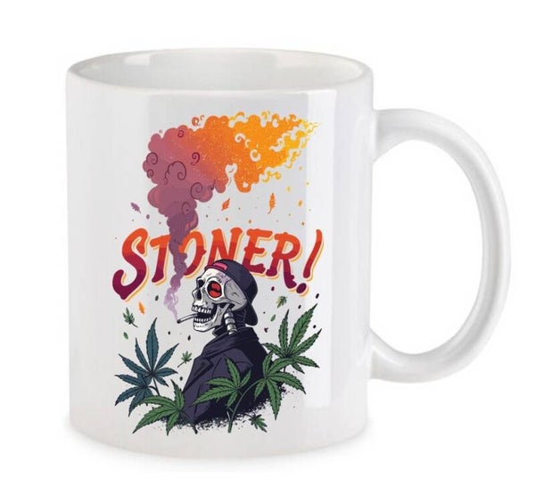 Tasse Weed Cannabis Psychodelic Weiß mit Druck (Siehe Foto) TFBW693