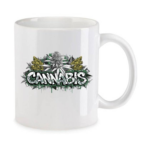 Tasse Weed Cannabis Psychodelic Weiß mit Druck (Siehe Foto) TFBW694