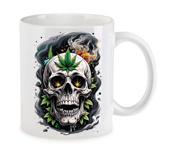 Tasse Weed Cannabis Psychodelic Weiß mit Druck (Siehe Foto) TFBW698