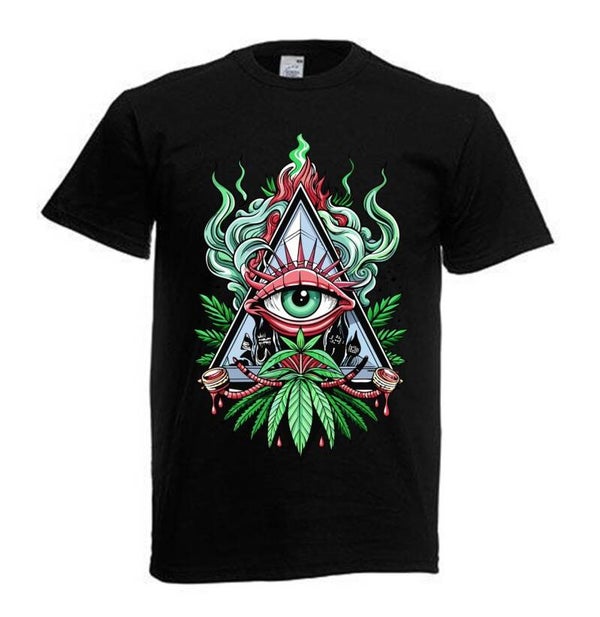 Tshirt Unisex mit Coolen Druck Weed Ganja Hanf Cannabis Psychedelic (Größe & Farbe auswählen) TSFBW70