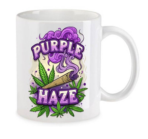 Tasse Weed Cannabis Psychodelic Weiß mit Druck (Siehe Foto) TFBW702