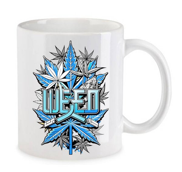 Tasse Weed Cannabis Psychodelic Weiß mit Druck (Siehe Foto) TFBW71