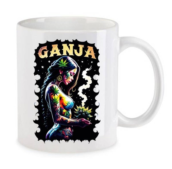 Tasse Weed Cannabis Psychodelic Weiß mit Druck (Siehe Foto) TFBW711