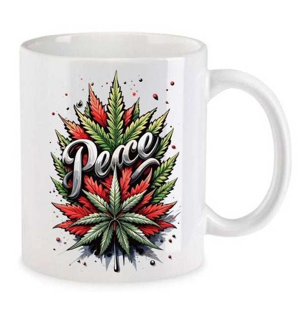 Tasse Weed Cannabis Psychodelic Weiß mit Druck (Siehe Foto) TFBW713