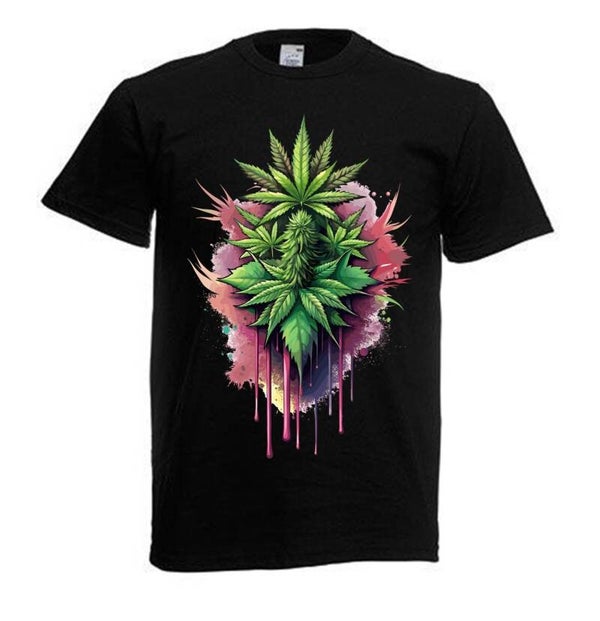 Tshirt Unisex mit Coolen Druck Weed Ganja Hanf Cannabis Psychedelic (Größe & Farbe auswählen) TSFBW715