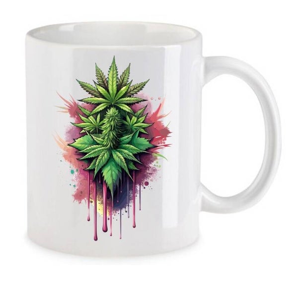 Tasse Weed Cannabis Psychodelic Weiß mit Druck (Siehe Foto) TFBW715