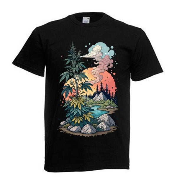 Tshirt Unisex mit Coolen Druck Weed Ganja Hanf Cannabis Psychedelic (Größe & Farbe auswählen) TSFBW716