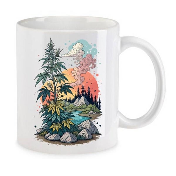 Tasse Weed Cannabis Psychodelic Weiß mit Druck (Siehe Foto) TFBW716