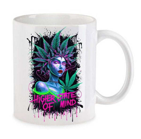 Tasse Weed Cannabis Psychodelic Weiß mit Druck (Siehe Foto) TFBW717