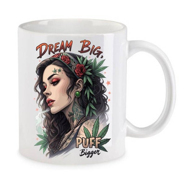 Tasse Weed Cannabis Psychodelic Weiß mit Druck (Siehe Foto) TFBW725