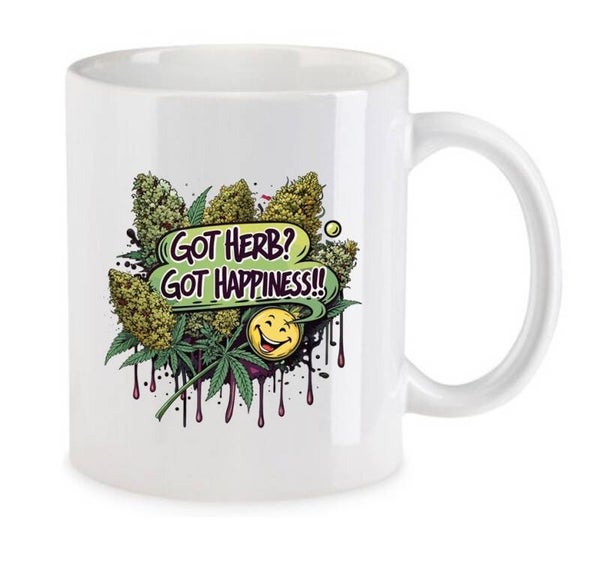 Tasse Weed Cannabis Psychodelic Weiß mit Druck (Siehe Foto) TFBW726