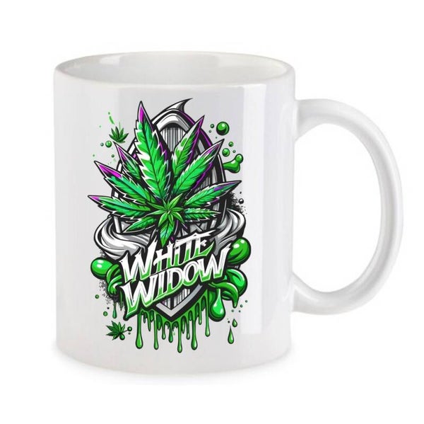 Tasse Weed Cannabis Psychodelic Weiß mit Druck (Siehe Foto) TFBW729