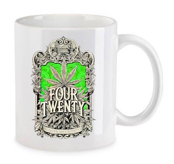 Tasse Weed Cannabis Psychodelic Weiß mit Druck (Siehe Foto) TFBW73