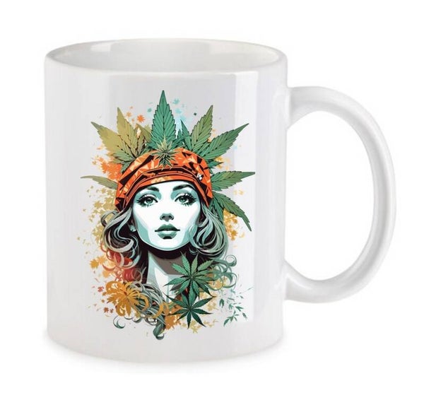 Tasse Weed Cannabis Psychodelic Weiß mit Druck (Siehe Foto) TFBW731