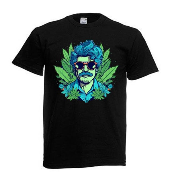 Tshirt Unisex mit Coolen Druck Weed Ganja Hanf Cannabis Psychedelic (Größe & Farbe auswählen) TSFBW733