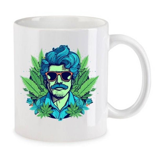 Tasse Weed Cannabis Psychodelic Weiß mit Druck (Siehe Foto) TFBW733