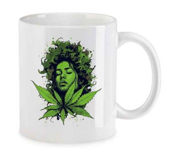 Tasse Weed Cannabis Psychodelic Weiß mit Druck (Siehe Foto) TFBW735