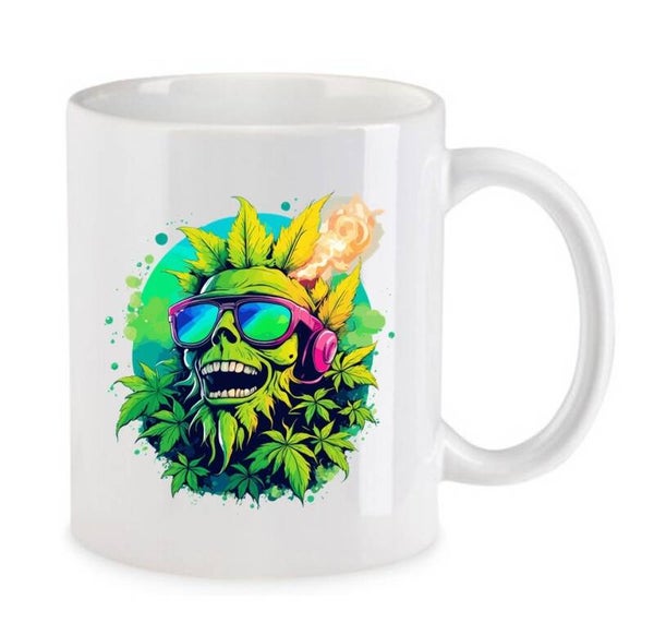 Tasse Weed Cannabis Psychodelic Weiß mit Druck (Siehe Foto) TFBW736