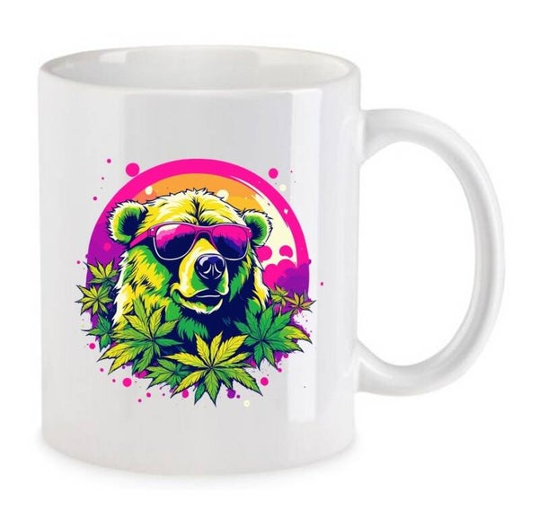 Tasse Weed Cannabis Psychodelic Weiß mit Druck (Siehe Foto) TFBW738