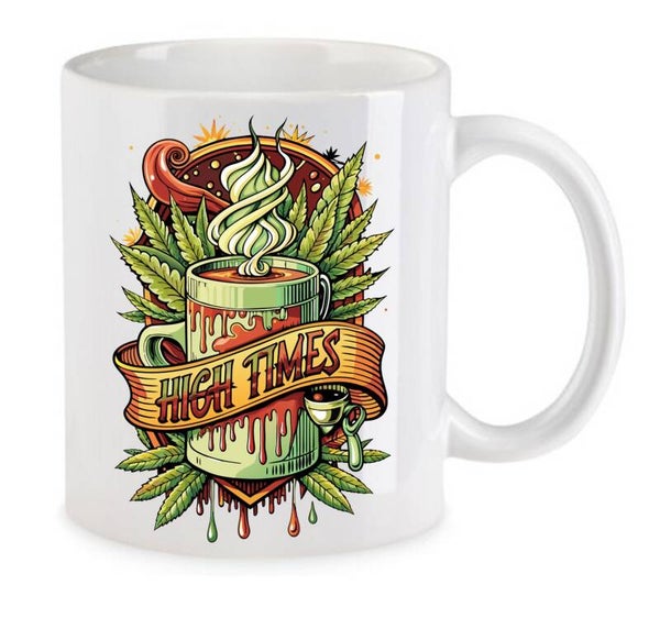 Tasse Weed Cannabis Psychodelic Weiß mit Druck (Siehe Foto) TFBW74