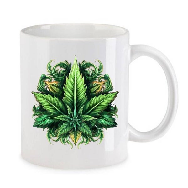 Tasse Weed Cannabis Psychodelic Weiß mit Druck (Siehe Foto) TFBW741