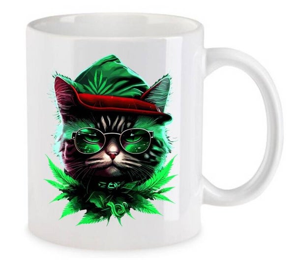 Tasse Weed Cannabis Psychodelic Weiß mit Druck (Siehe Foto) TFBW742