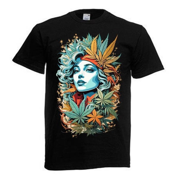Tshirt Unisex mit Coolen Druck Weed Ganja Hanf Cannabis Psychedelic (Größe & Farbe auswählen) TSFBW743