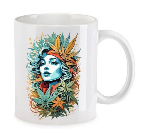 Tasse Weed Cannabis Psychodelic Weiß mit Druck (Siehe Foto) TFBW743