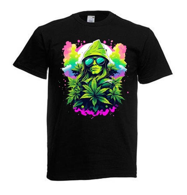 Tshirt Unisex mit Coolen Druck Weed Ganja Hanf Cannabis Psychedelic (Größe & Farbe auswählen) TSFBW744