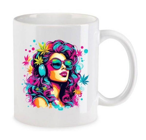Tasse Weed Cannabis Psychodelic Weiß mit Druck (Siehe Foto) TFBW745