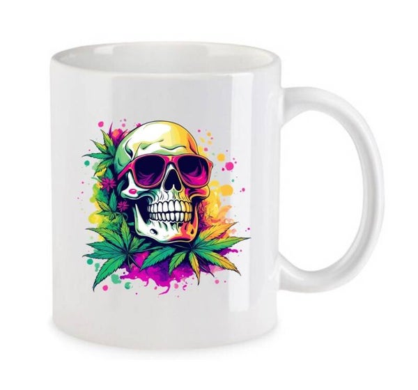 Tasse Weed Cannabis Psychodelic Weiß mit Druck (Siehe Foto) TFBW747