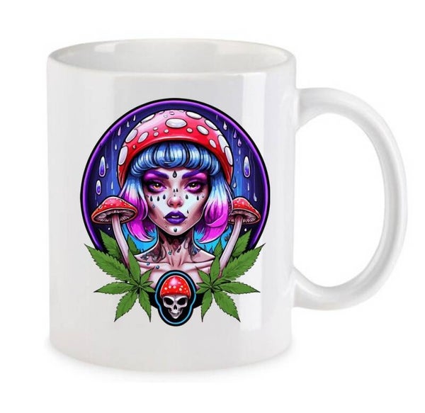 Tasse Weed Cannabis Psychodelic Weiß mit Druck (Siehe Foto) TFBW748