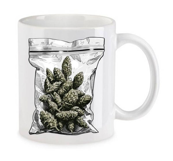Tasse Weed Cannabis Psychodelic Weiß mit Druck (Siehe Foto) TFBW749
