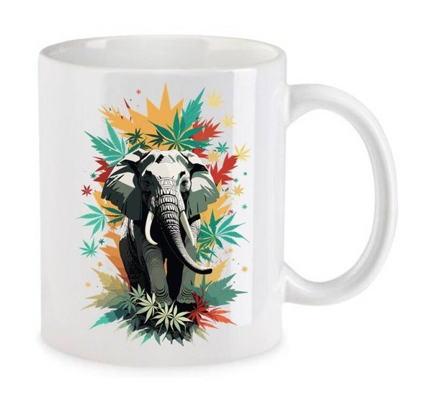 Tasse Weed Cannabis Psychodelic Weiß mit Druck (Siehe Foto) TFBW750