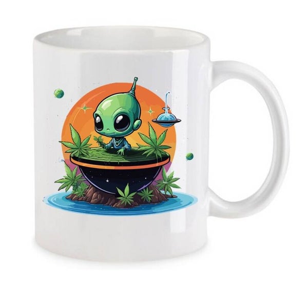 Tasse Weed Cannabis Psychodelic Weiß mit Druck (Siehe Foto) TFBW751