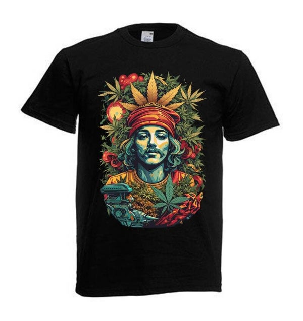Tshirt Unisex mit Coolen Druck Weed Ganja Hanf Cannabis Psychedelic (Größe & Farbe auswählen) TSFBW752