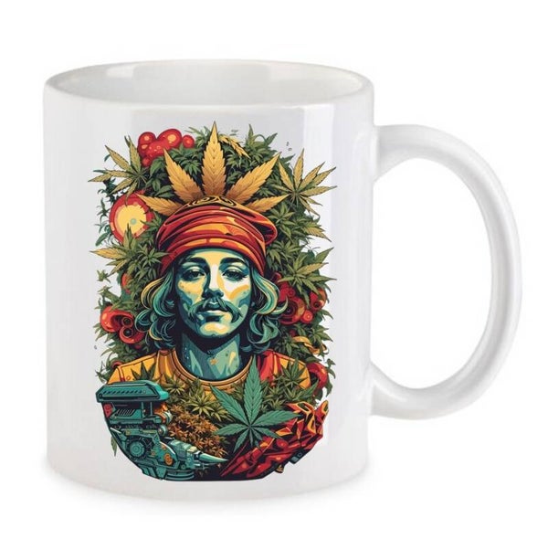 Tasse Weed Cannabis Psychodelic Weiß mit Druck (Siehe Foto) TFBW752