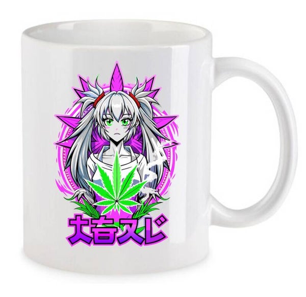 Tasse Weed Cannabis Psychodelic Weiß mit Druck (Siehe Foto) TFBW76