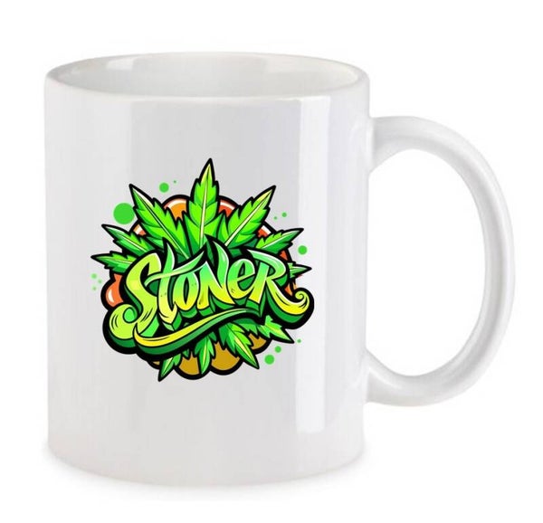 Tasse Weed Cannabis Psychodelic Weiß mit Druck (Siehe Foto) TFBW769