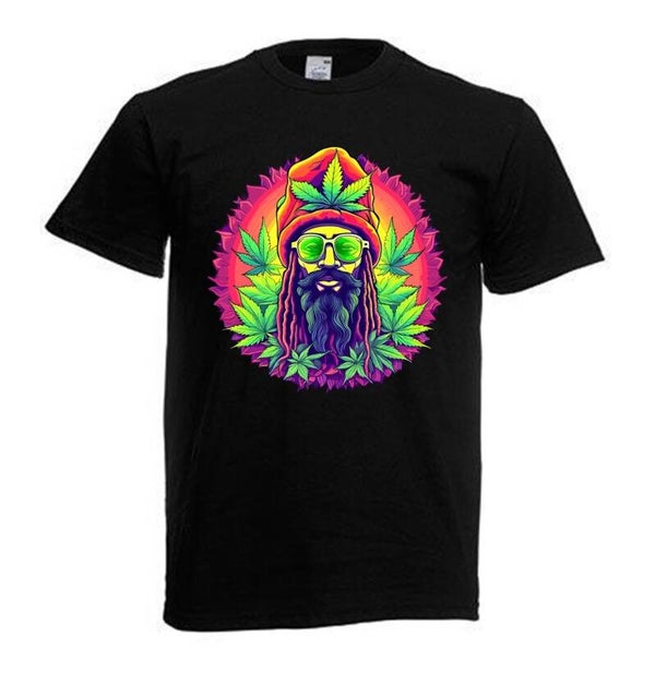 Tshirt Unisex mit Coolen Druck Weed Ganja Hanf Cannabis Psychedelic (Größe & Farbe auswählen) TSFBW773