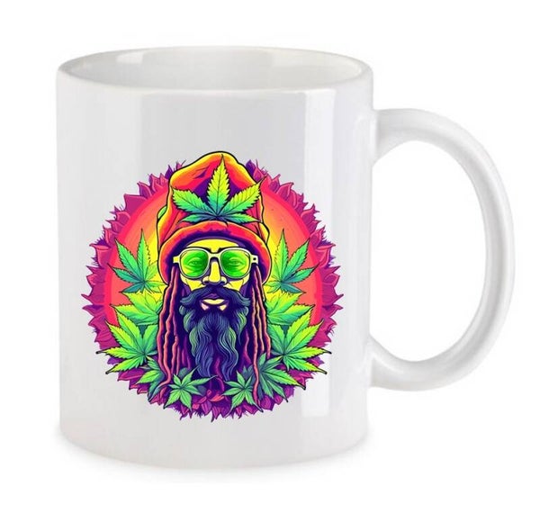Tasse Weed Cannabis Psychodelic Weiß mit Druck (Siehe Foto) TFBW773