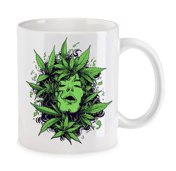 Tasse Weed Cannabis Psychodelic Weiß mit Druck (Siehe Foto) TFBW774
